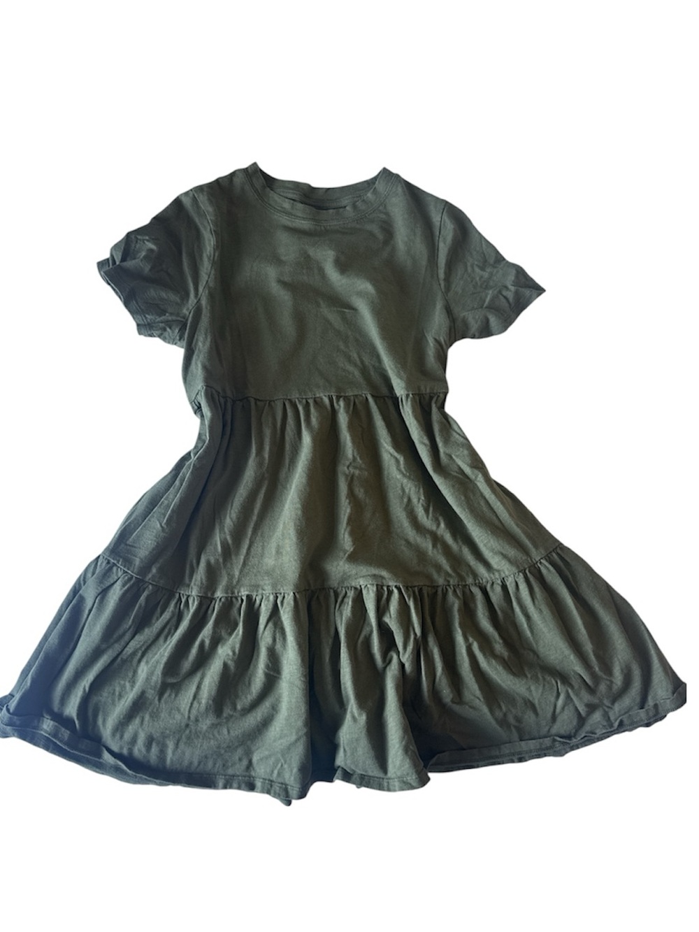 Old Navy Olive Green Tiered Short Sleeve Dress
